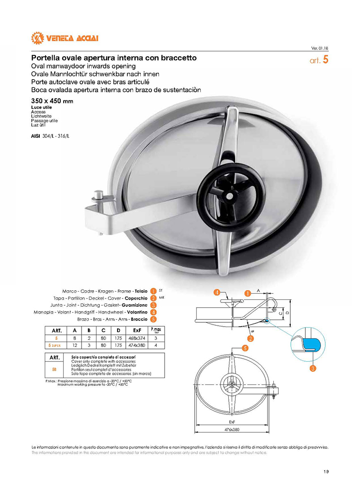 Porte autoclave ovale acier inoxydable